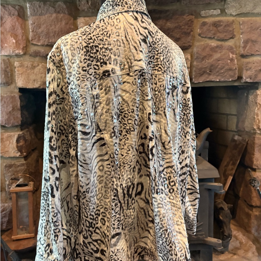 Ruby Road Sequin Leopard Print Shacket - image 4